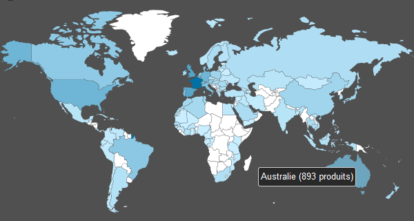Carte des pays sur Open Food Facts
