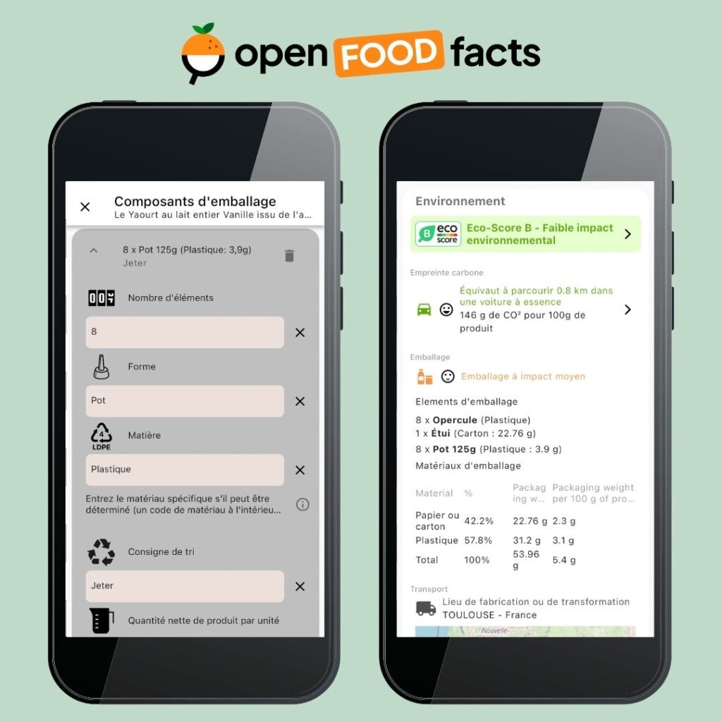 appli Open Food Facts emballages