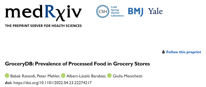 GroceryDB: Prevalence of Processed Food in Grocery Stores
